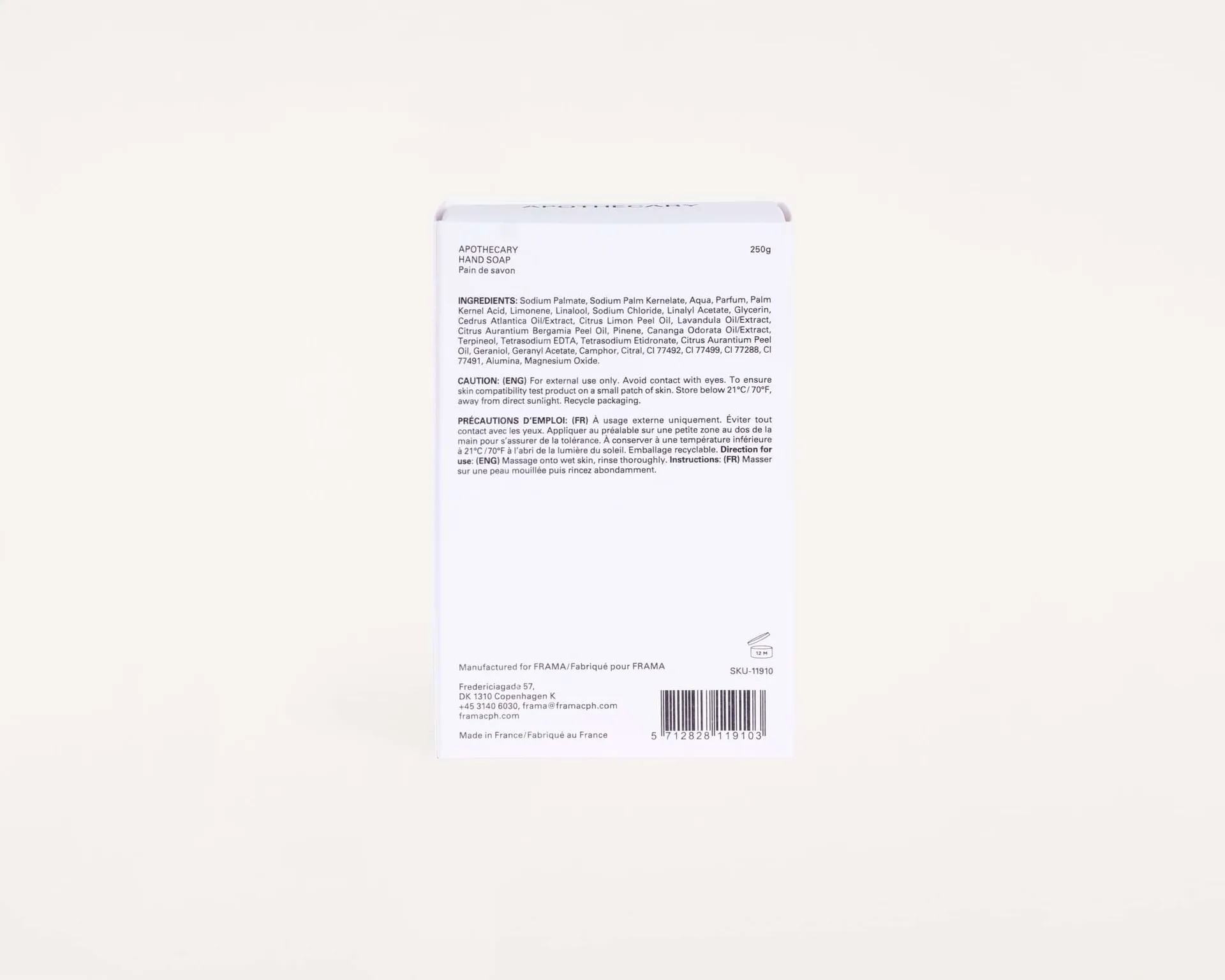 FRAMA vaste zeep 250 g, Apothecary FRAMA