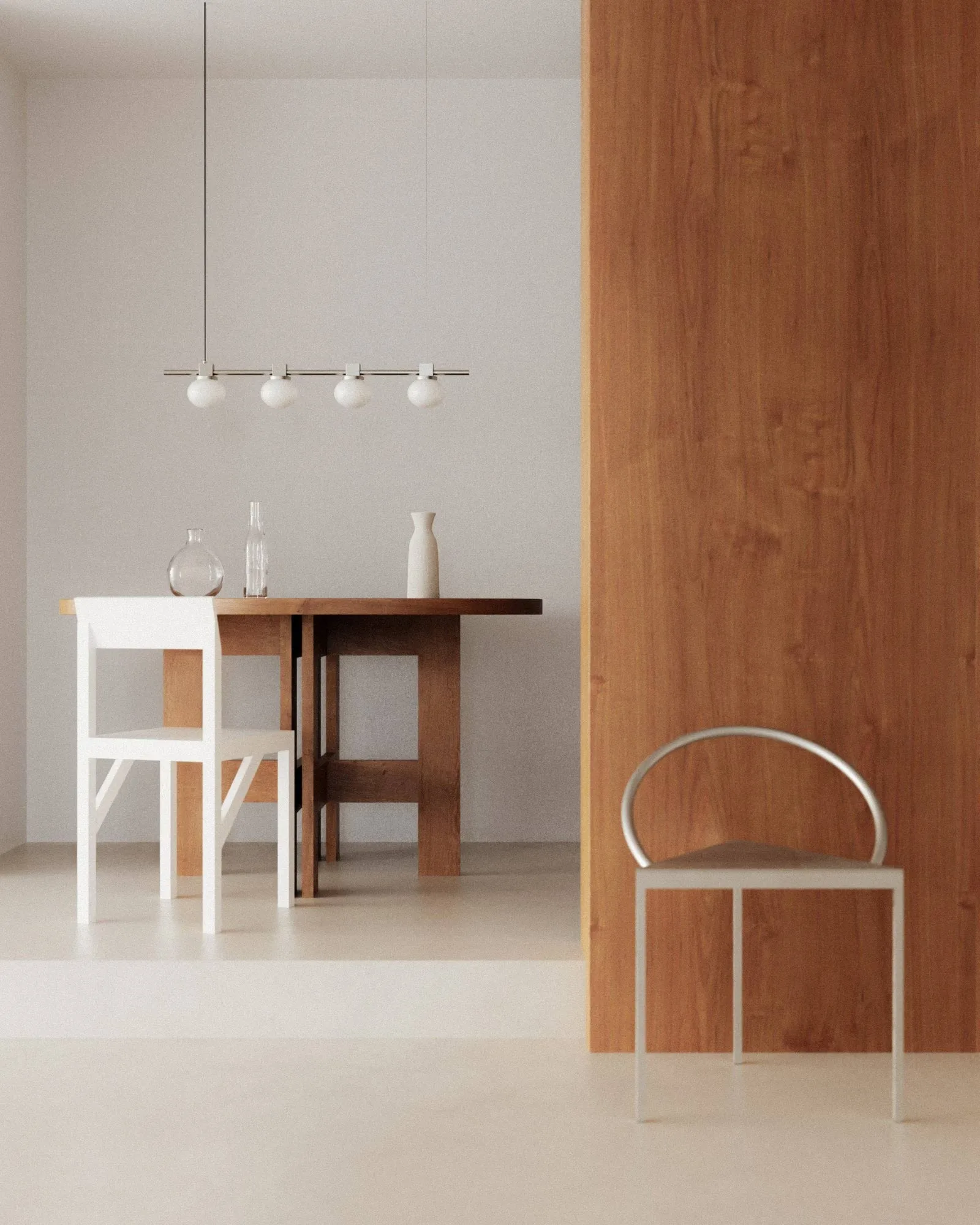 Ovoid Pendant Light Quadruple hanglamp, Roestvrij staal, opaalglas FRAMA