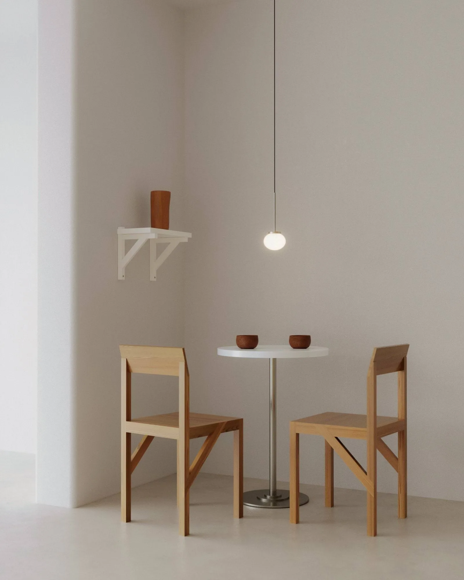 Ovoid Pendant Light Single hanglamp, Roestvrij staal, opaalglas FRAMA