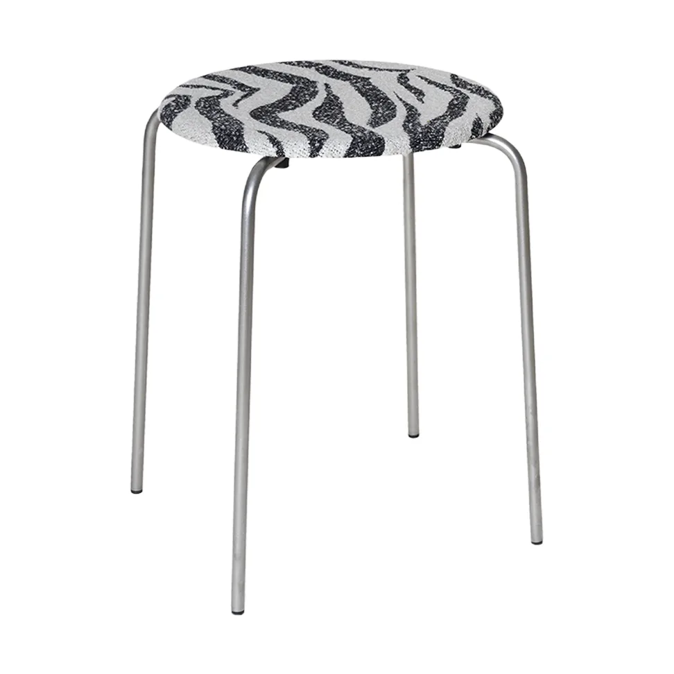 Petit Rond ronde kruk, Roestvrij staal-stof Zebra FRAMA