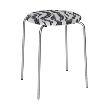 Petit Rond ronde kruk - Roestvrij staal-stof Zebra - FRAMA