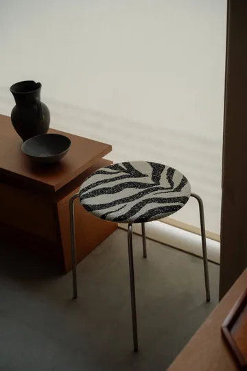 Petit Rond ronde kruk - Roestvrij staal-stof Zebra - FRAMA