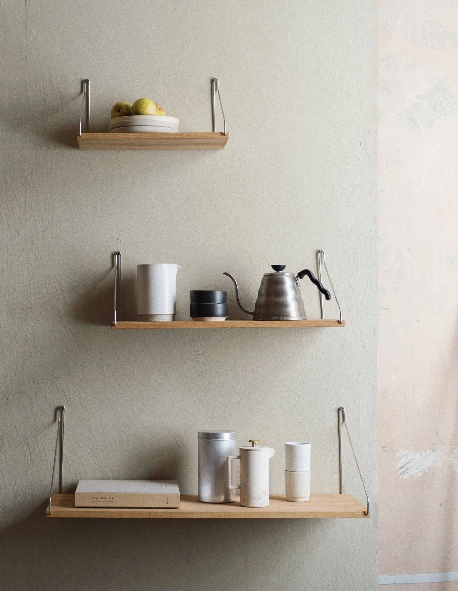 Single Shelf wandplank, Eiken-roestvrij staal, 40x20 cm FRAMA