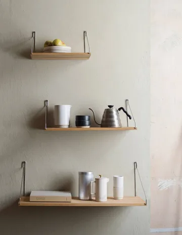 Single Shelf wandplank - Eiken-roestvrij staal, 60x20 cm - FRAMA