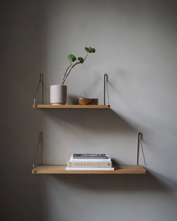 Single Shelf wandplank - Eiken-roestvrij staal, 60x20 cm - FRAMA