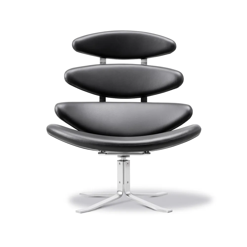 Corona fauteuil, Leer Omni 301 – chromen frame Fredericia Furniture