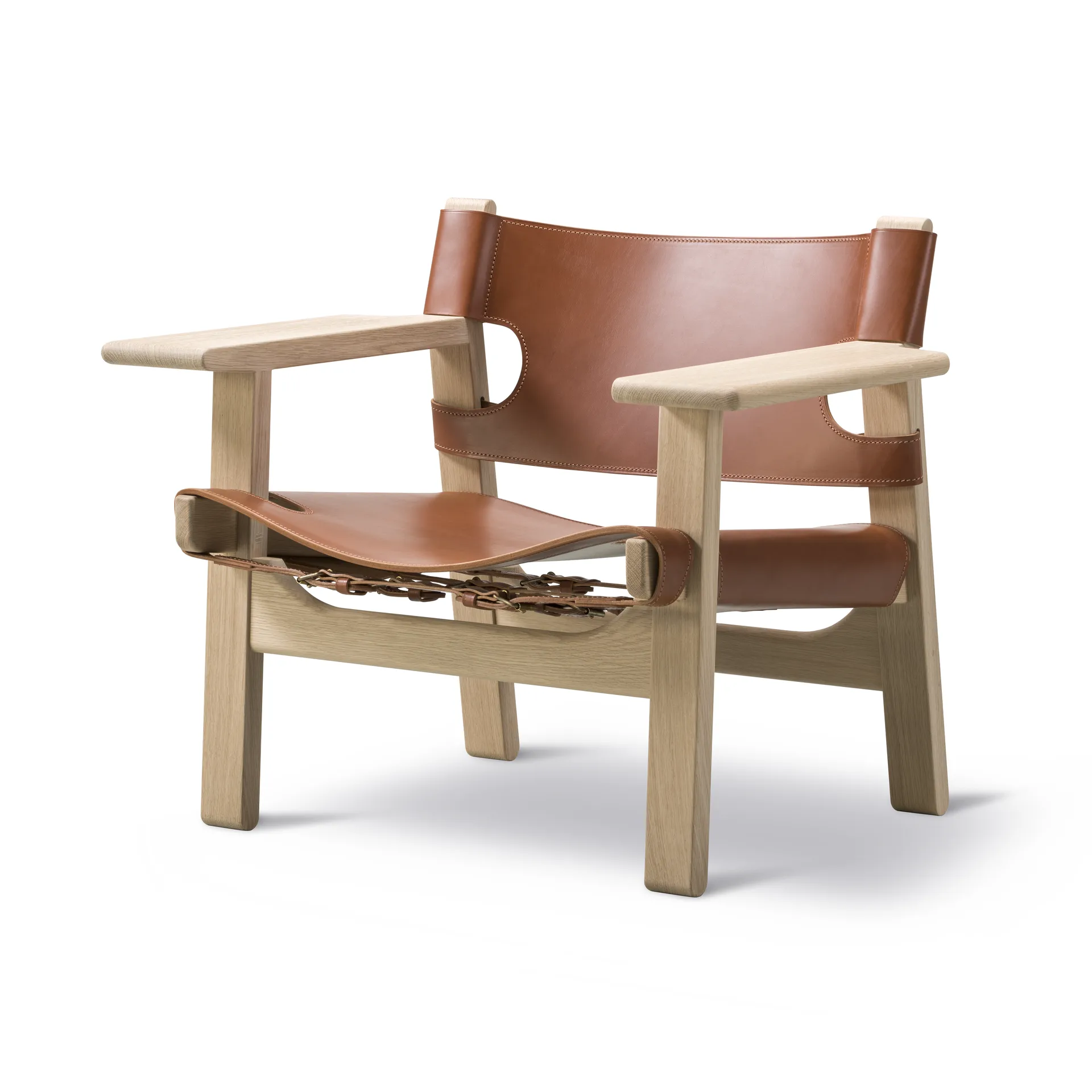 De Spaanse stoel fauteuil, Leder cognac-licht geoliede eik Fredericia Furniture