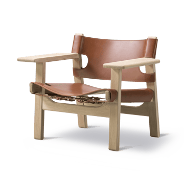 De Spaanse stoel fauteuil - Leder cognac-licht geoliede eik - Fredericia Furniture