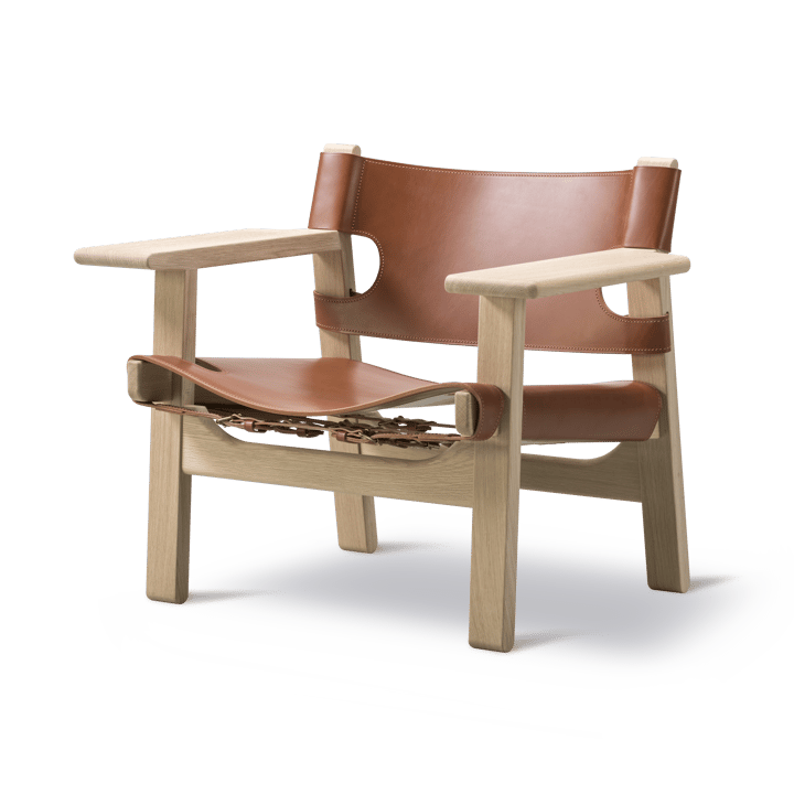 De Spaanse stoel fauteuil, Leder cognac-licht geoliede eik Fredericia Furniture