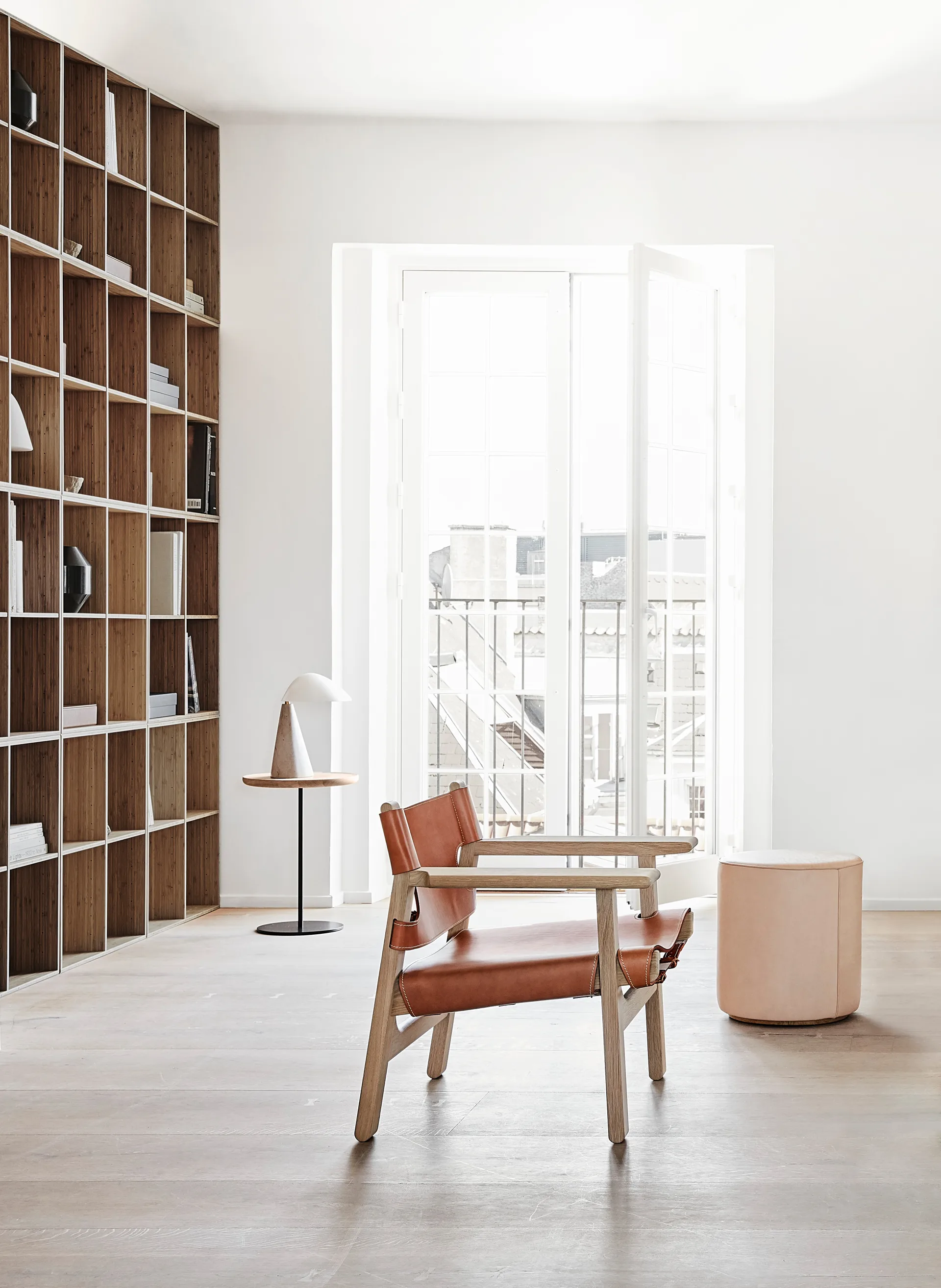 De Spaanse stoel fauteuil, Leder cognac-licht geoliede eik Fredericia Furniture