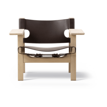 De Spaanse stoel fauteuil - Leder donkerbruin-geoliede eik - Fredericia Furniture