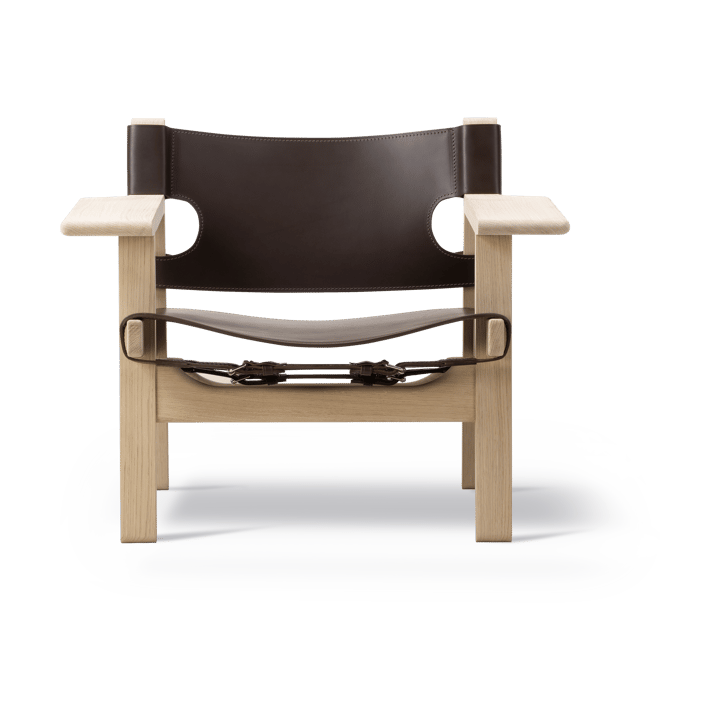 De Spaanse stoel fauteuil, Leder donkerbruin-geoliede eik Fredericia Furniture
