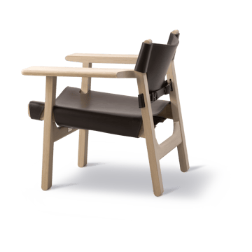 De Spaanse stoel fauteuil - Leder donkerbruin-geoliede eik - Fredericia Furniture