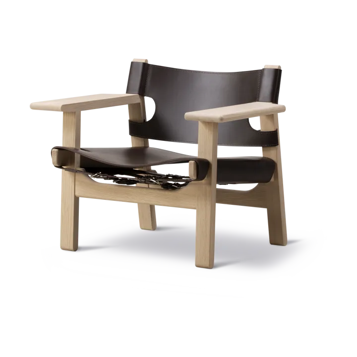 De Spaanse stoel fauteuil - Leder donkerbruin-gezeept eiken - Fredericia Furniture