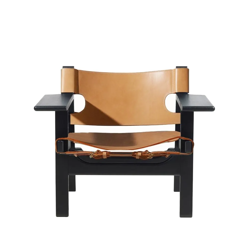 De Spaanse stoel fauteuil, Leder naturel-zwartgelakt eik Fredericia Furniture
