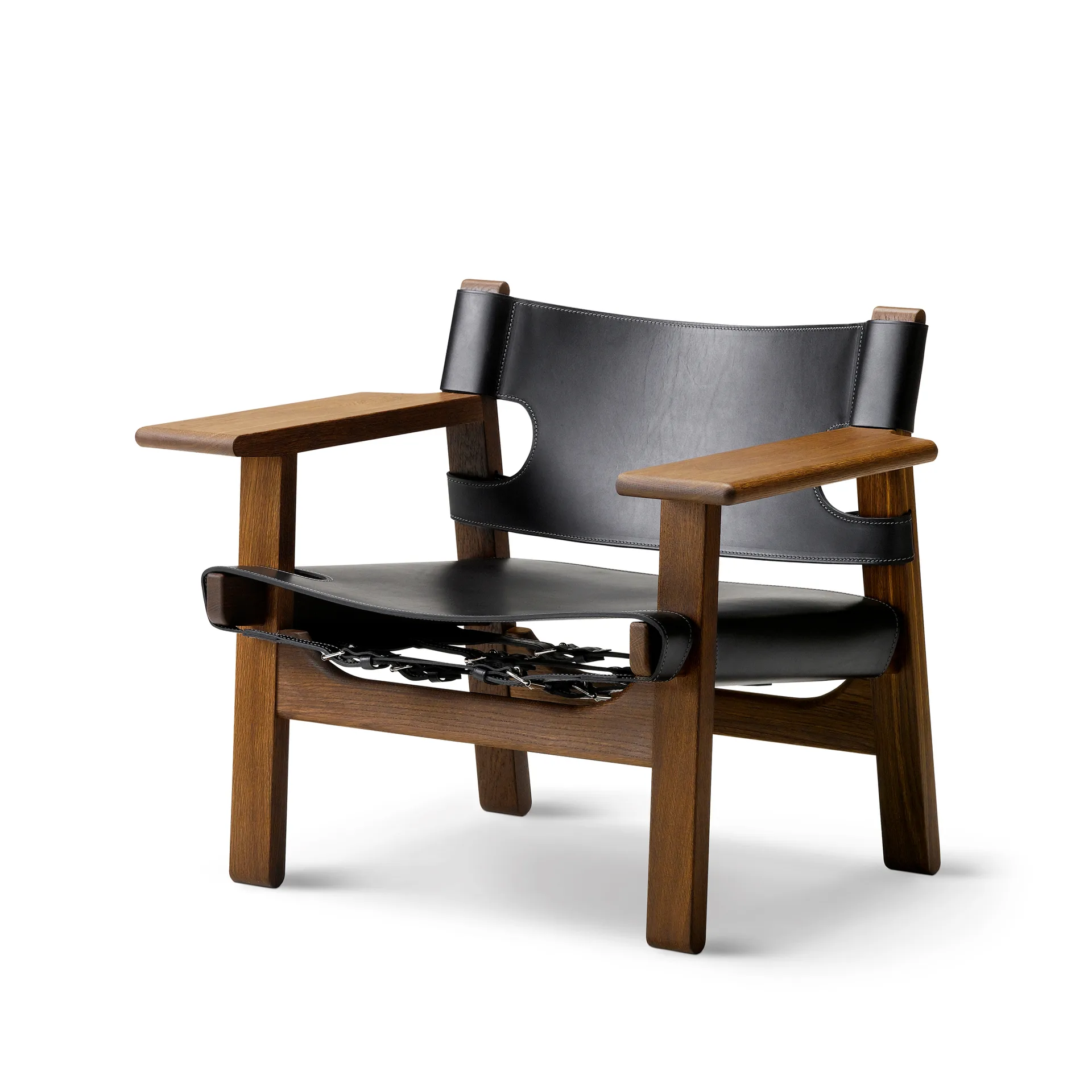 De Spaanse stoel fauteuil, Leder zwart-gerookte eik Fredericia Furniture