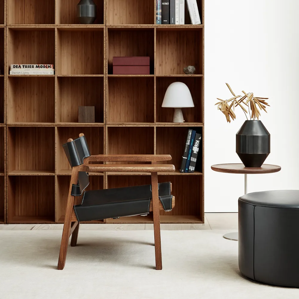 De Spaanse stoel fauteuil, Leder zwart-gerookte eik Fredericia Furniture