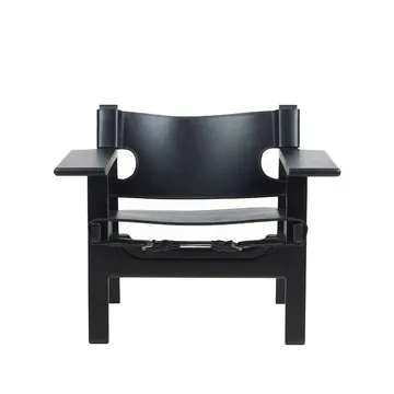 De Spaanse stoel fauteuil - Leder zwart-zwartgelakte eik - Fredericia Furniture
