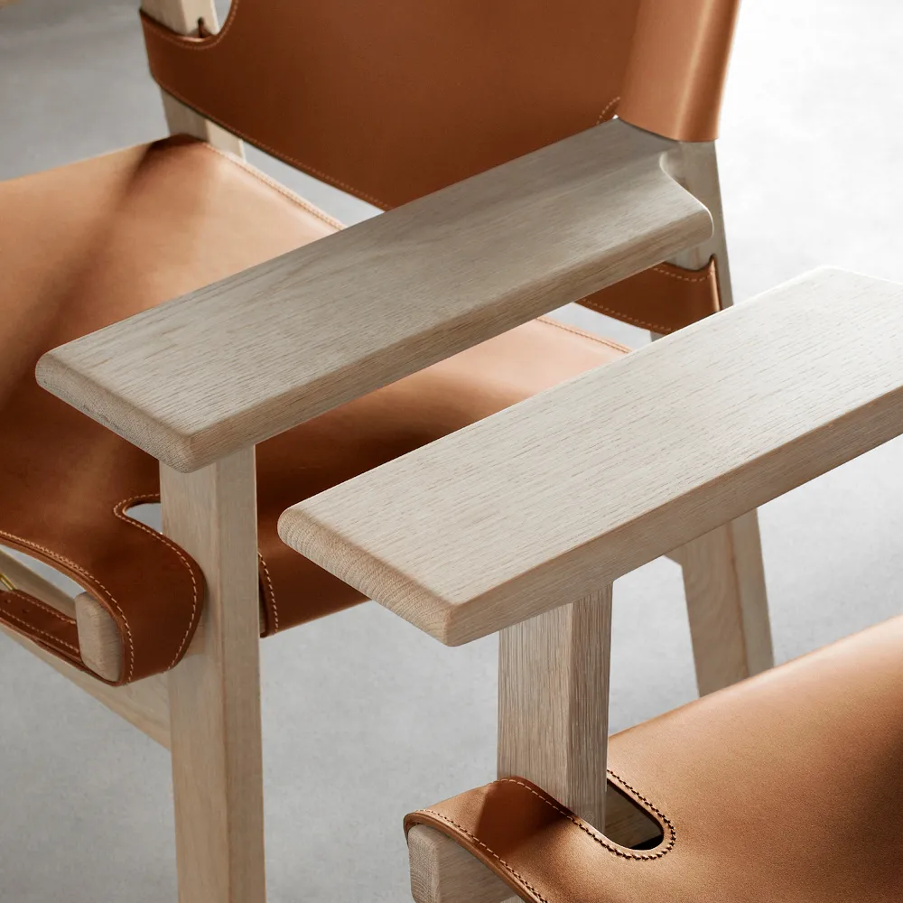 De Spaanse stoel fauteuil, Leder zwart-zwartgelakte eik Fredericia Furniture