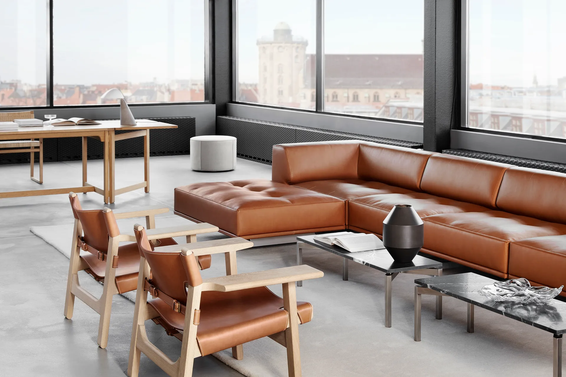 De Spaanse stoel fauteuil, Leer cognac-gezeepte eik Fredericia Furniture