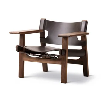 De Spaanse stoel fauteuil - Leer donkerbruin-geoliede notenhout - Fredericia Furniture