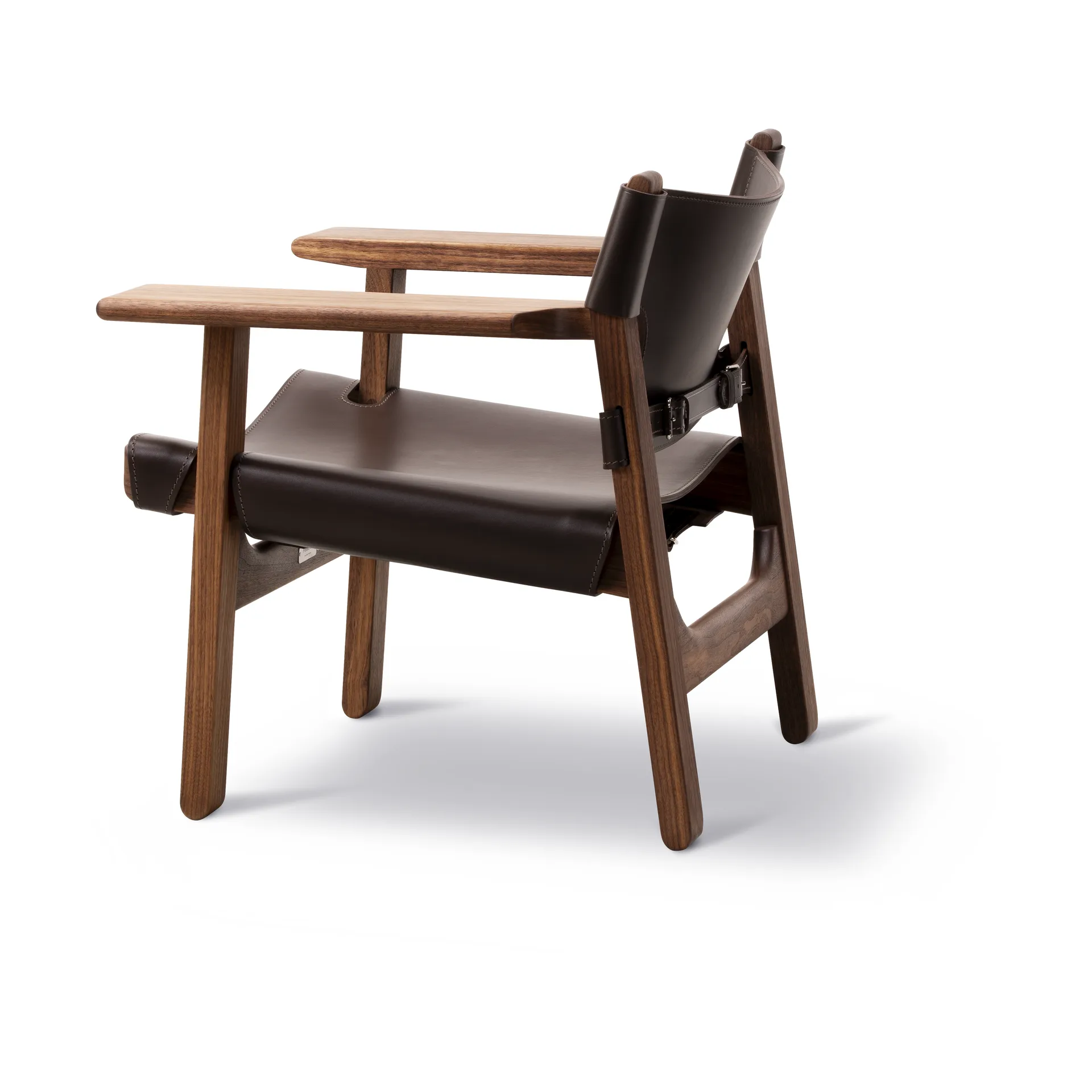 De Spaanse stoel fauteuil, Leer donkerbruin-geoliede notenhout Fredericia Furniture