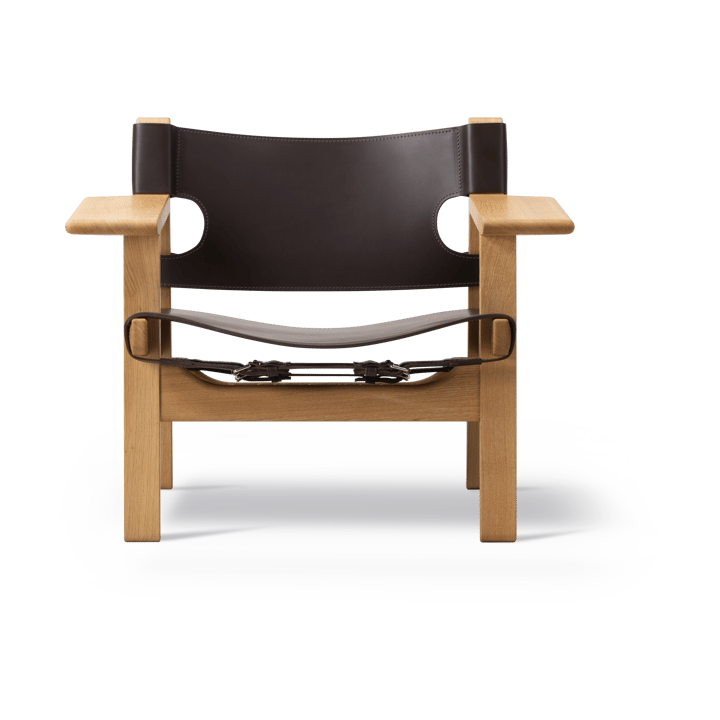 De Spaanse stoel fauteuil, Leer donkerbruin-oliegevend eik Fredericia Furniture