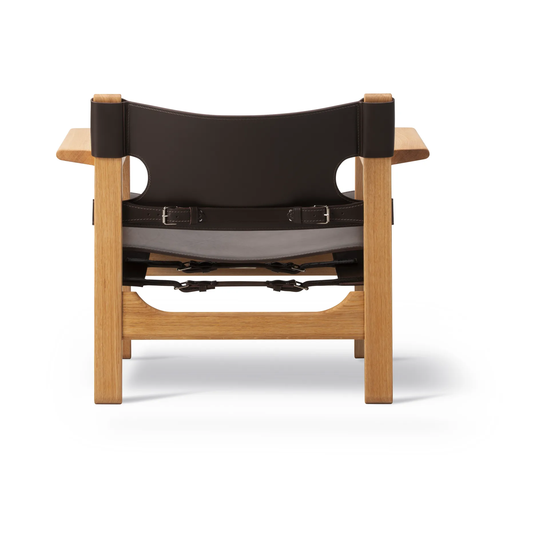 De Spaanse stoel fauteuil, Leer donkerbruin-oliegevend eik Fredericia Furniture