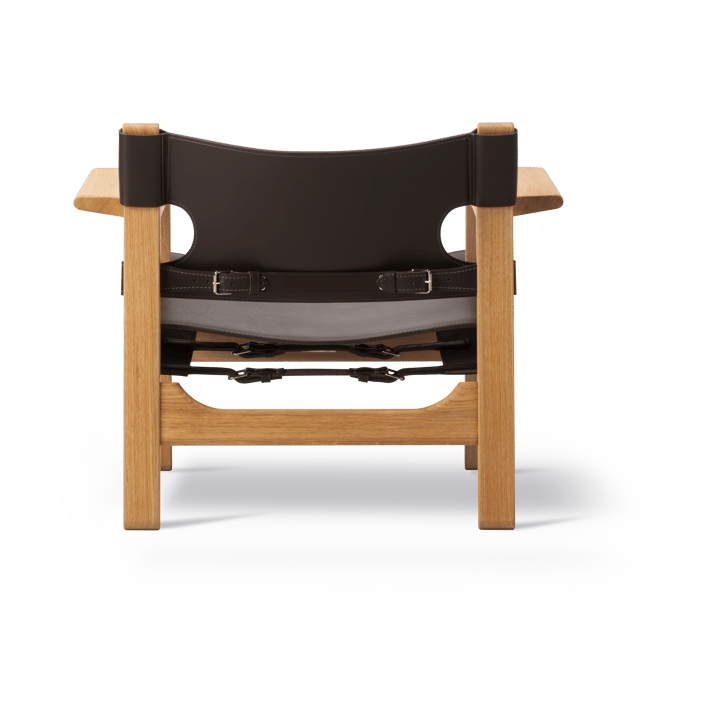 De Spaanse stoel fauteuil, Leer donkerbruin-oliegevend eik Fredericia Furniture