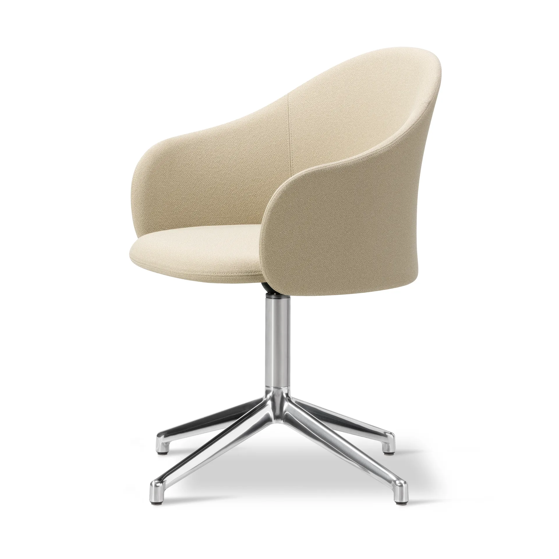 Gomo Armchair fauteuil swivel base 4-star, Mylla 811-gepolijst aluminium Fredericia Furniture