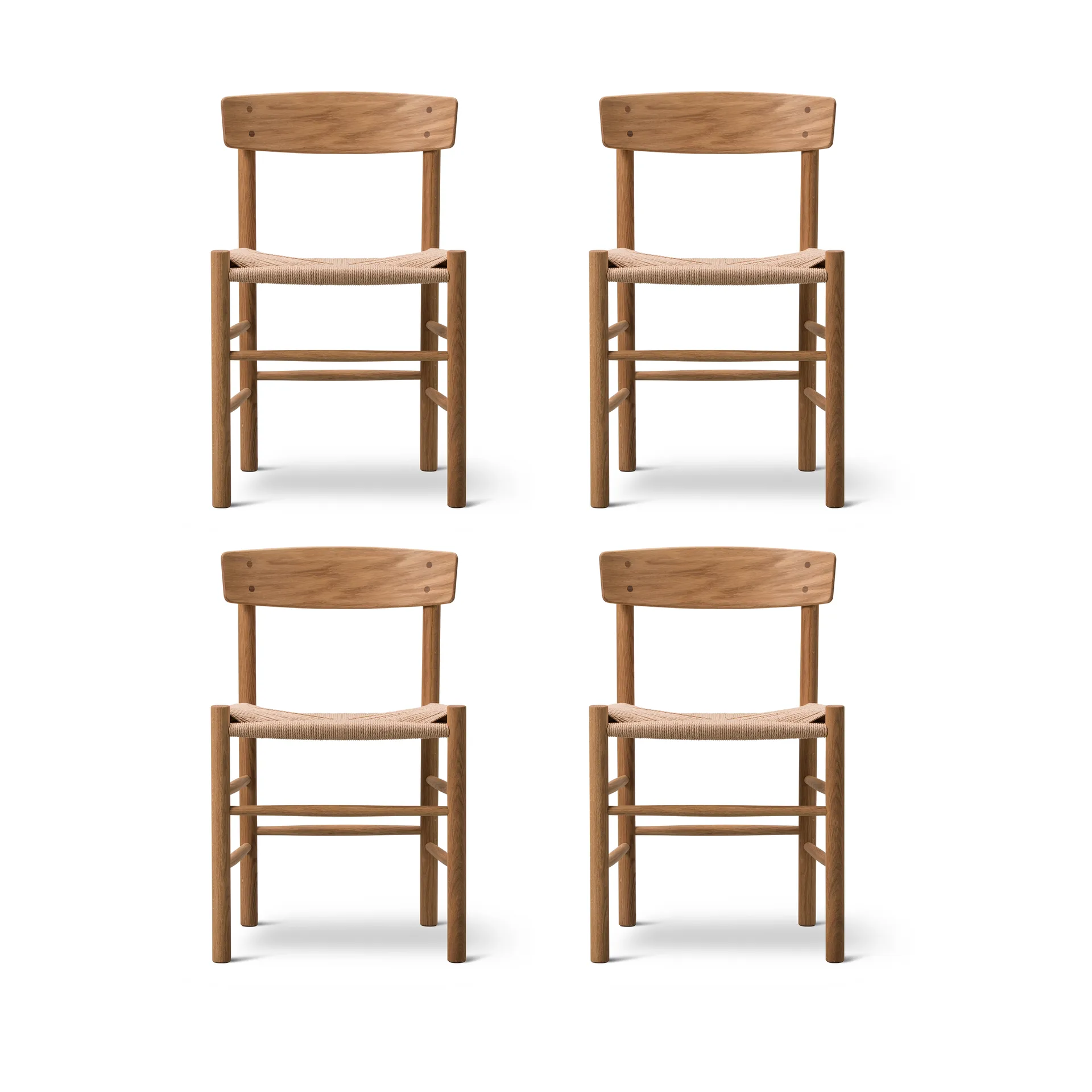 J39 stoel, Geolied eik-gevlochten naturel, 4-pack,  Fredericia Furniture
