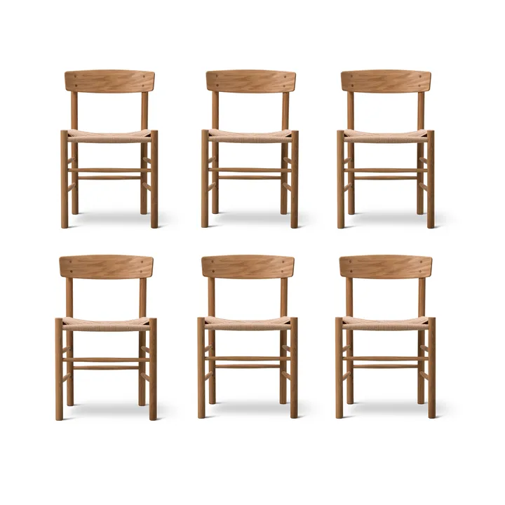 J39 stoel, Geolied eik-gevlochten naturel, 6-pack - Fredericia Furniture
