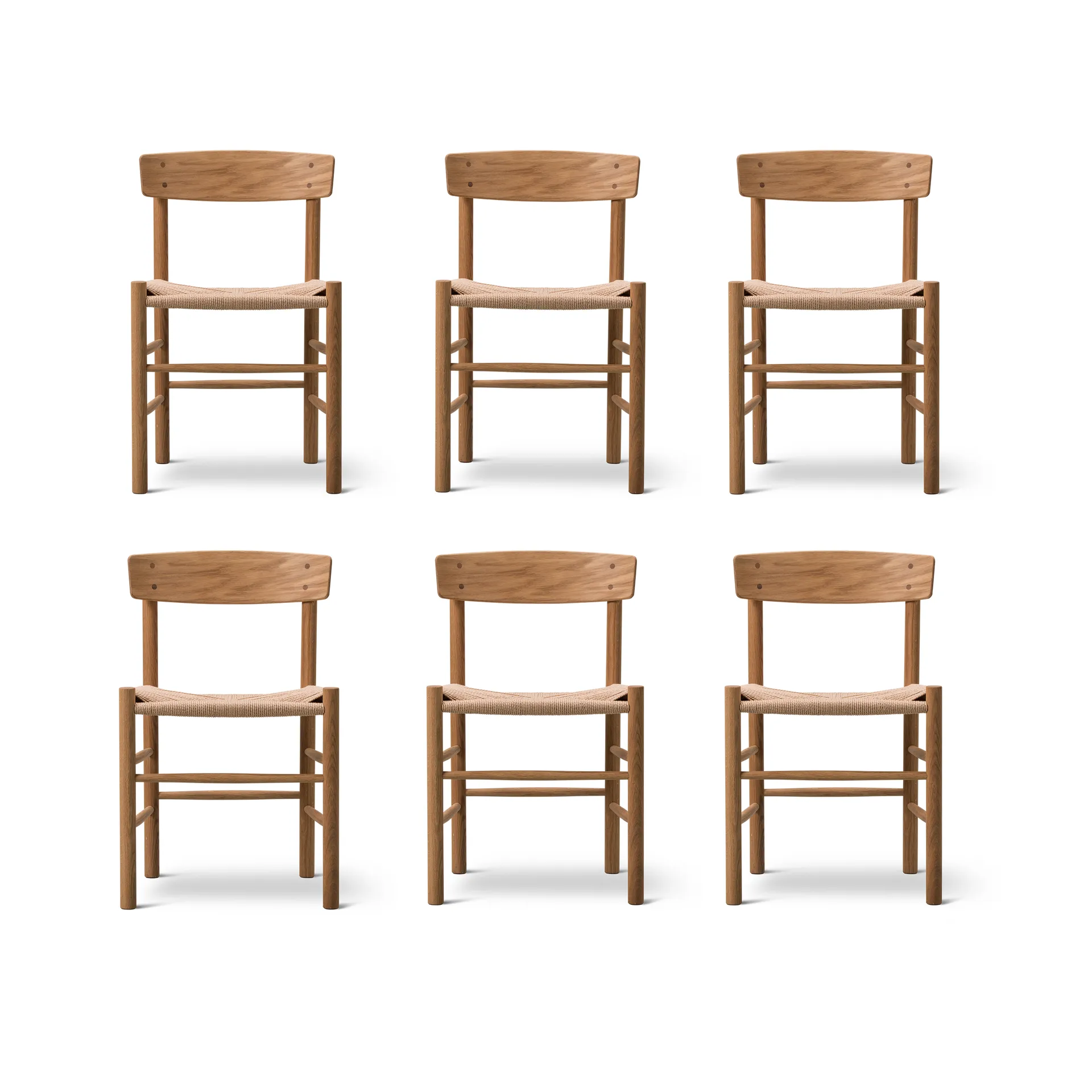 J39 stoel, Geolied eik-gevlochten naturel, 6-pack Fredericia Furniture