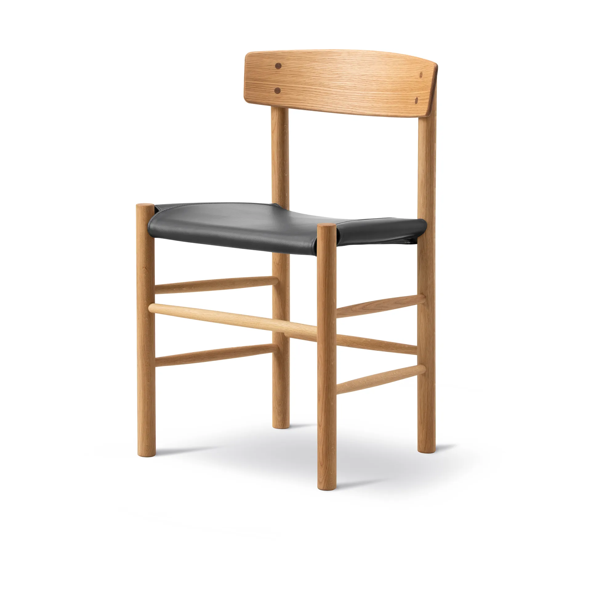 J39 stoel, Geolied eik-leer Omni 301 Black Fredericia Furniture