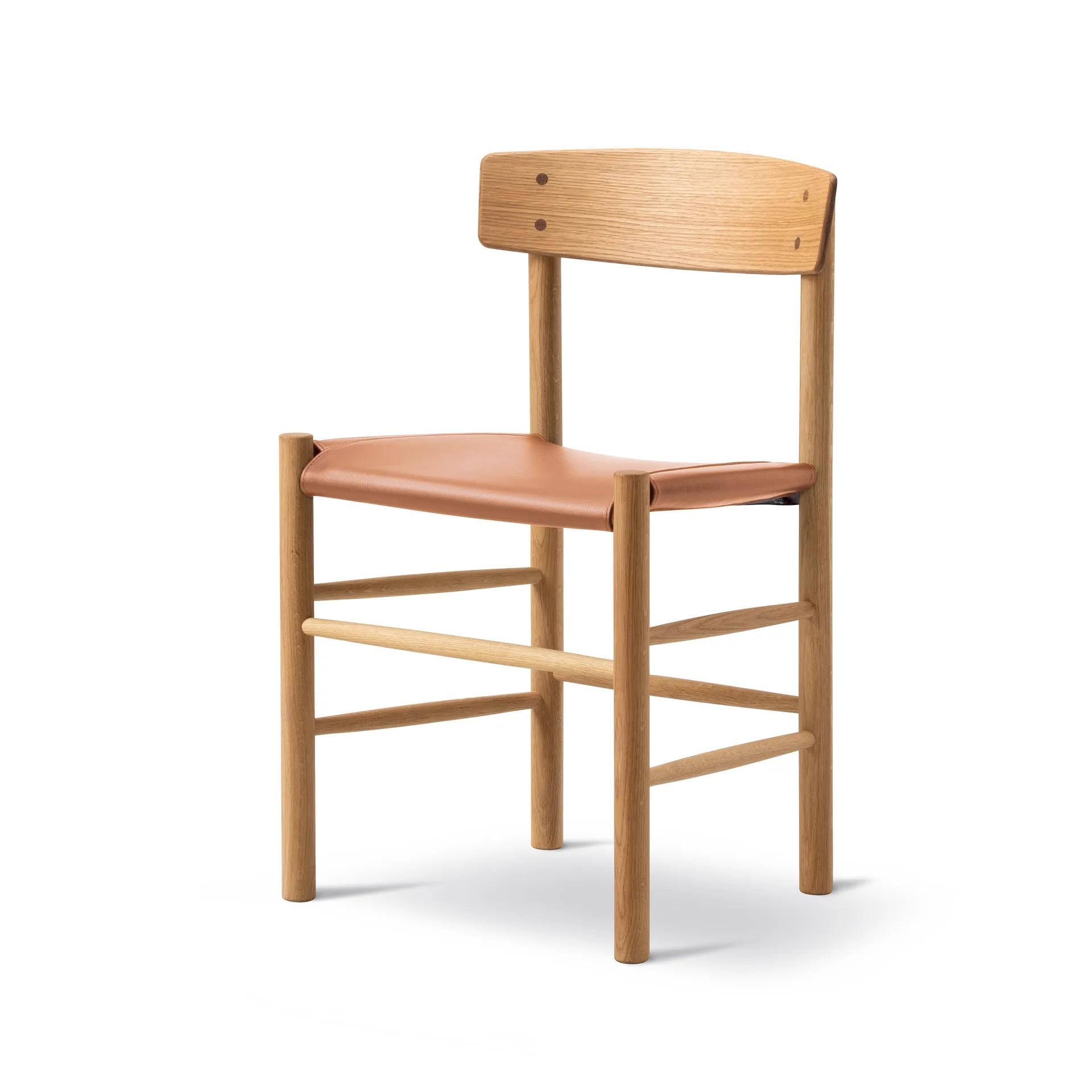 J39 stoel, Geolied eiken – leer Omni 307 cognac Fredericia Furniture