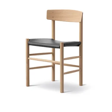 J39 stoel - Gezeept eik-leer Omni 301 Black - Fredericia Furniture