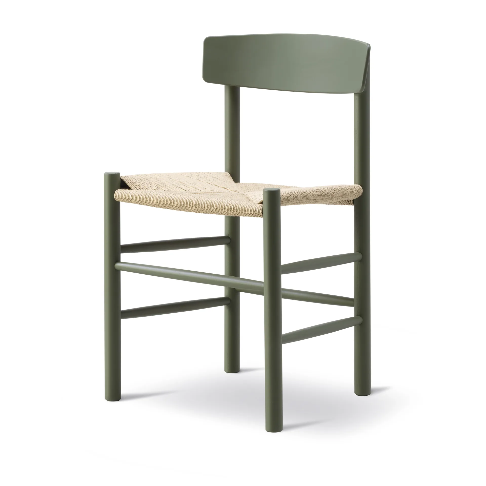 J39 stoel, Khaki green – gevlochten natuur Fredericia Furniture