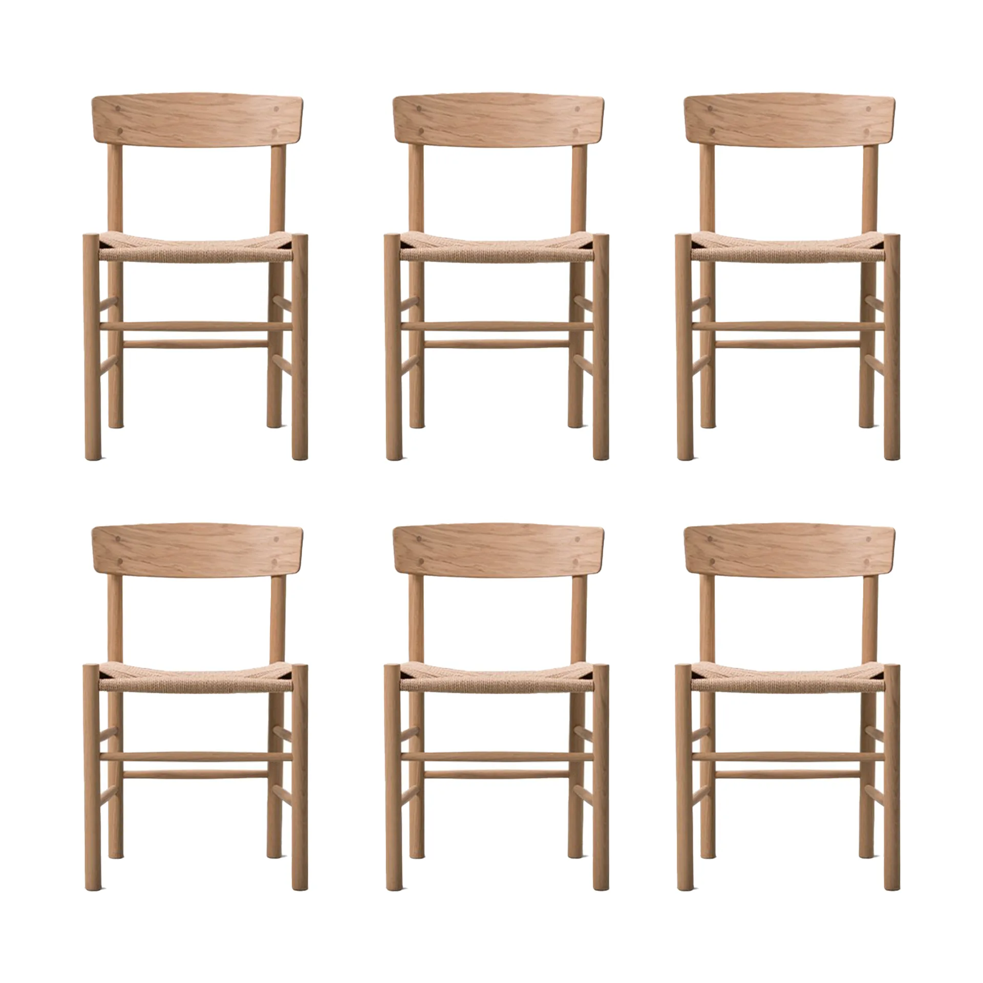 J39 stoel, Licht geolied eik-gevlochten naturel, 6-pack Fredericia Furniture