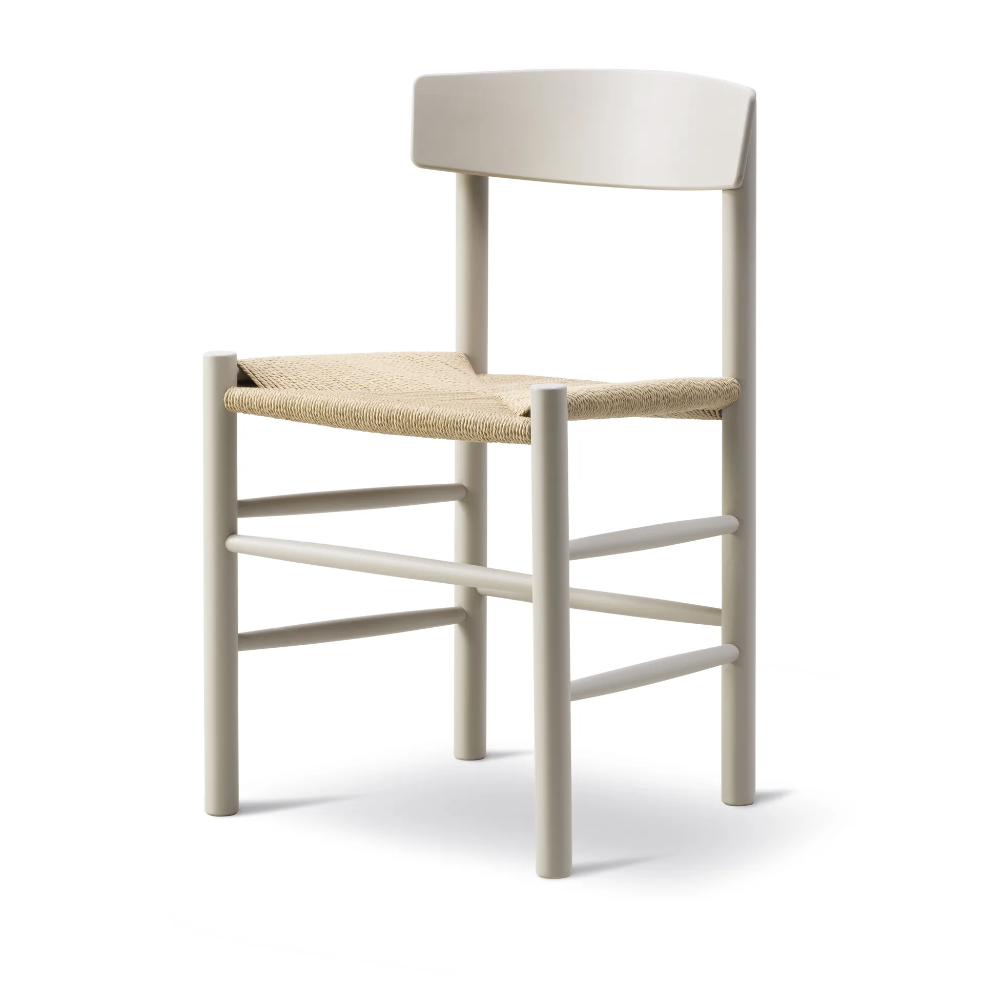 J39 stoel, Pebble grey – gevlochten natuur Fredericia Furniture