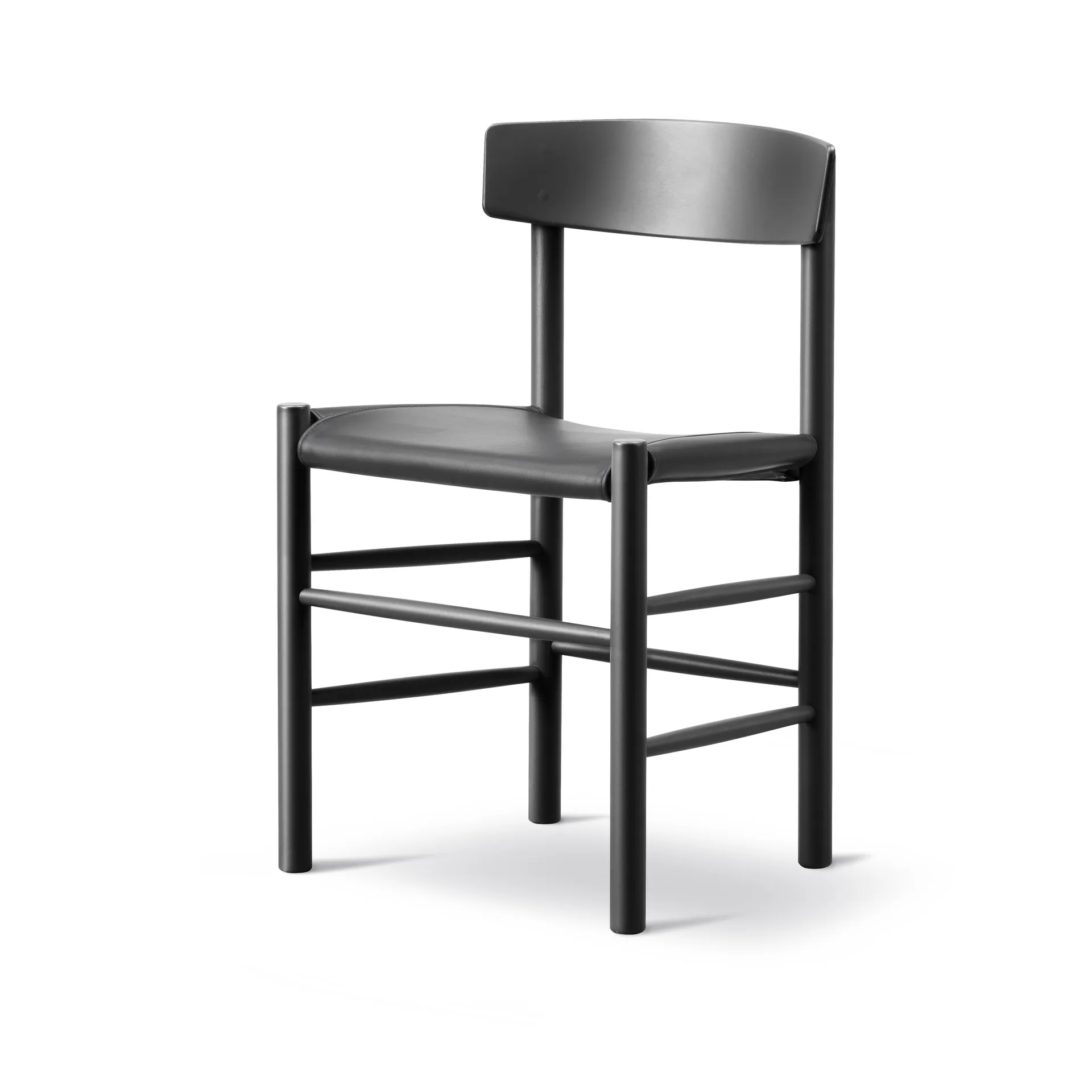 J39 stoel, Zwartgelakt beuken – leer Omni 301 zwart Fredericia Furniture