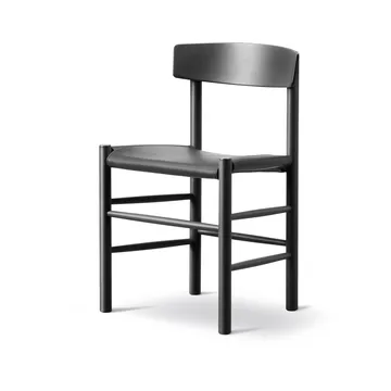 J39 stoel - Zwartgelakt beuken – leer Omni 301 zwart - Fredericia Furniture