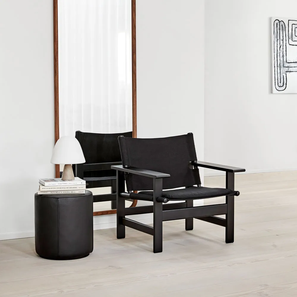 Mono zitpoef, Leder omni 301 black-Ø39 cm Fredericia Furniture