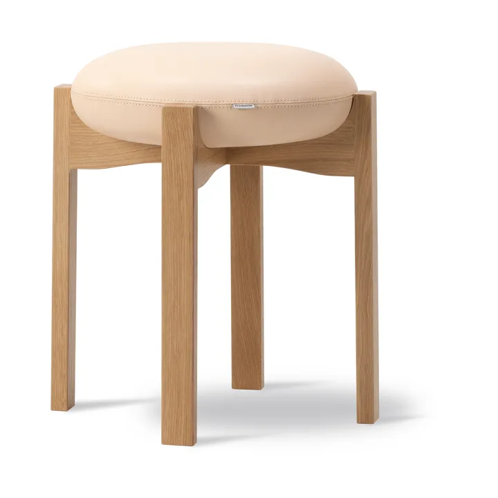 Pioneer poef laag - Leer Vegeta 90-gelakt eiken - Fredericia Furniture