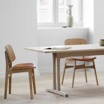 Søborg 3051 wood stoel beklede zitting - Leer Omni zwart – zwartgelakt eiken - Fredericia Furniture