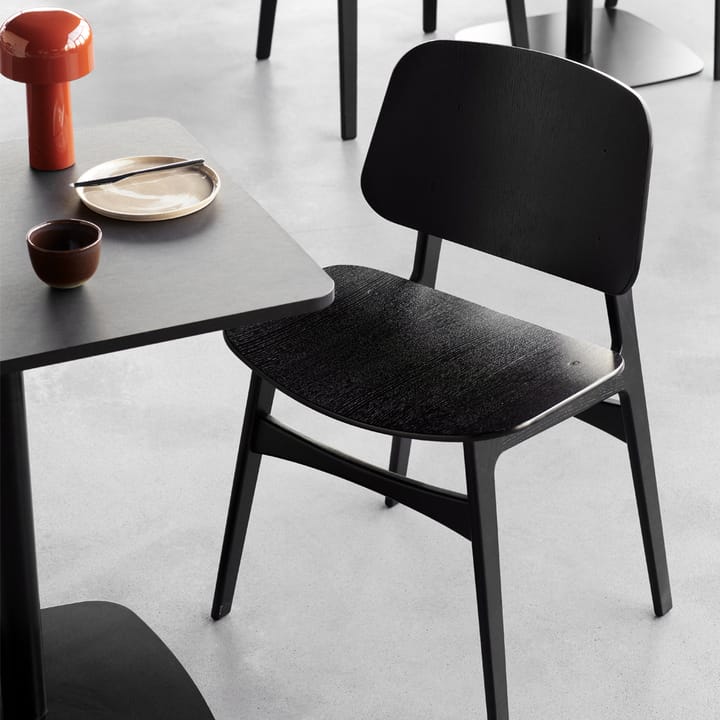Søborg houten stoel, Zwartgelakte eik-zwartgelakt eikenstatief Fredericia Furniture
