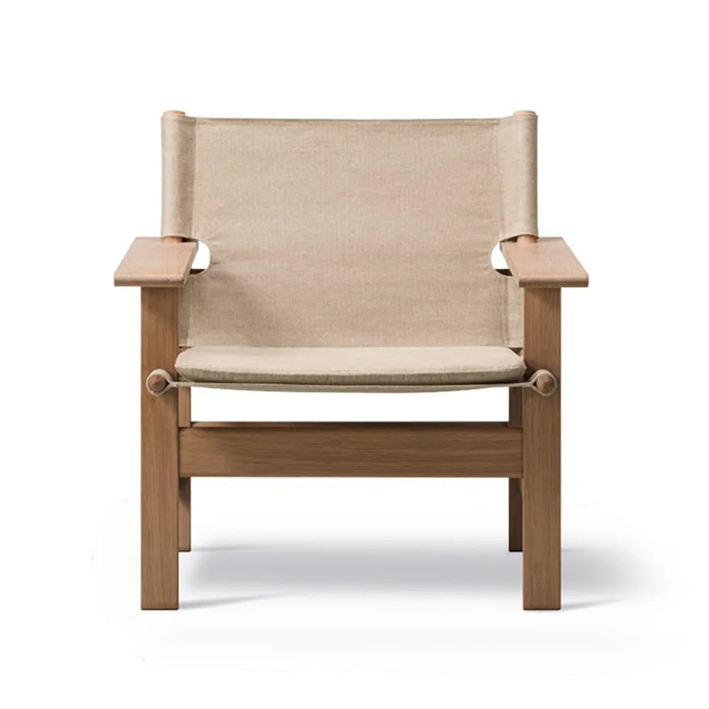 The Canvas Chair fauteuil, Canvas naturel-lichtgeoliede eiken standaard, incl. Canvas kussen Fredericia Furniture