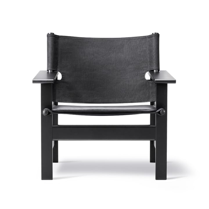 The Canvas Chair fauteuil - Canvas zwart-zwartgelakt eik, incl. zwart lederen kussen - Fredericia Furniture
