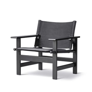 The Canvas Chair fauteuil - Canvas zwart-zwartgelakt eik, incl. zwart lederen kussen - Fredericia Furniture