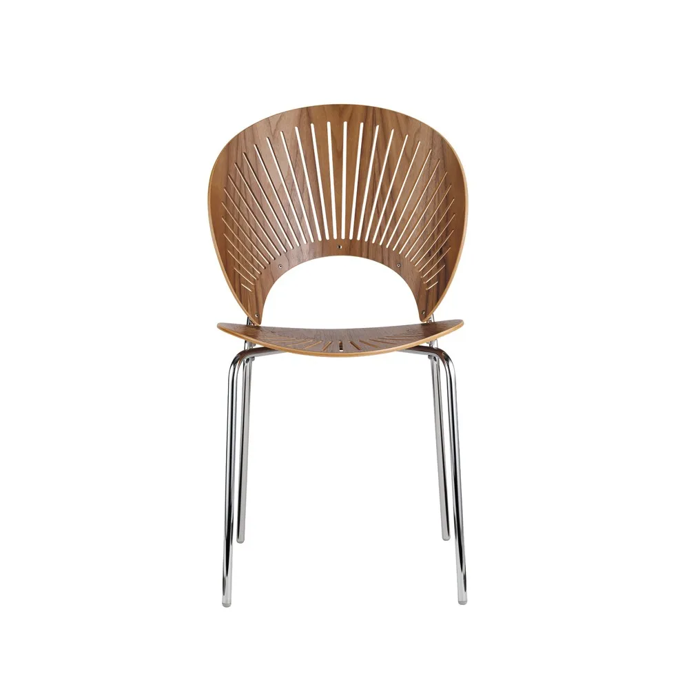 Trinidad 3398 stoel, Gelakt walnoot-been chroom Fredericia Furniture