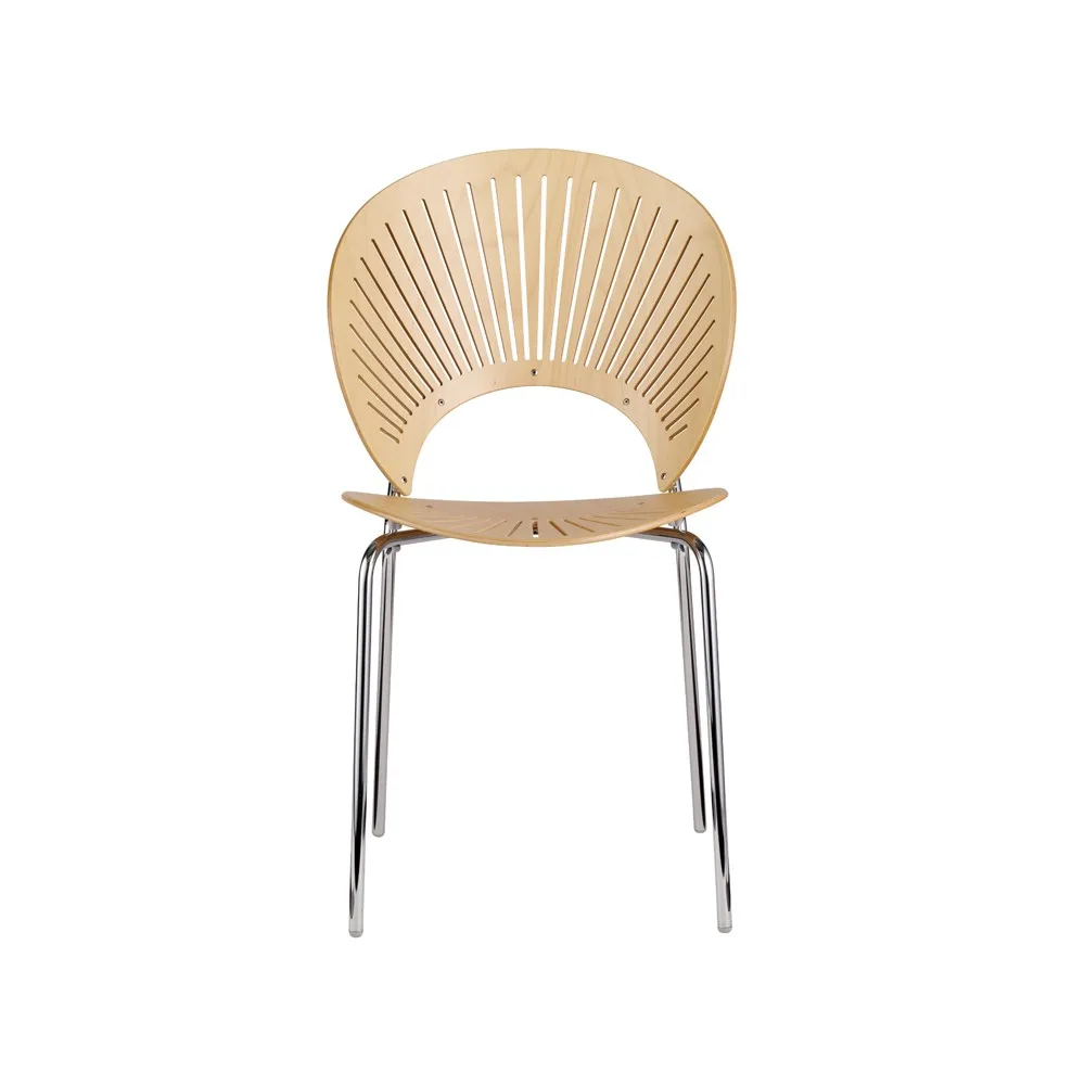 Trinidad 3398 stoel, Klarlakken beuken-ben chroom Fredericia Furniture